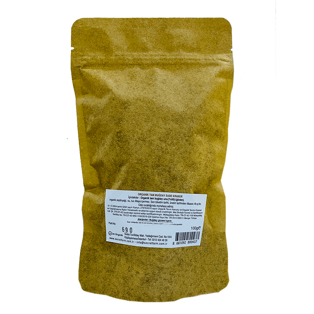 Secret Farm Organik Tam Buğday Sade Kraker 100gr