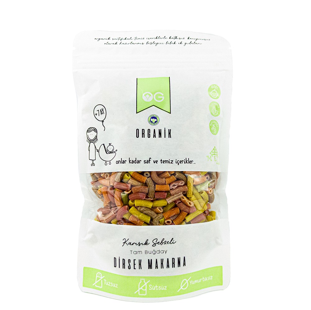 ORGANİK KARIŞIK SEBZELİ DİRSEK MAKARNA 200 GR