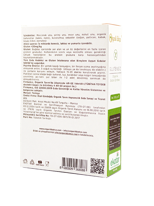 Organik Bahçe Organik Sebze Çorbası 100gr