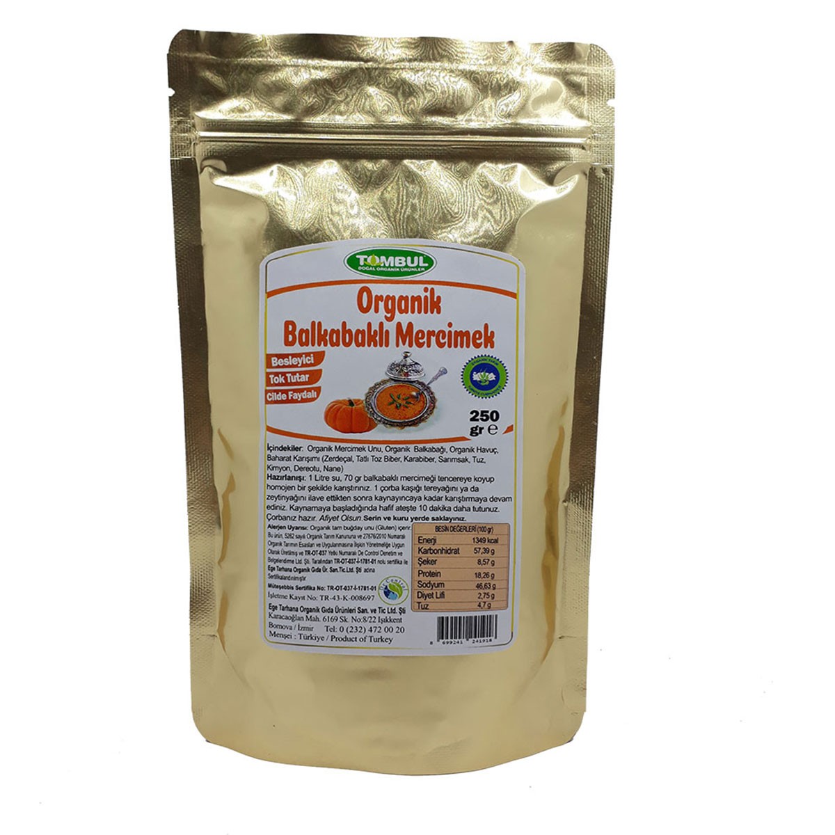 Tombul Organik Balkabaklı Mercimek Çorbası 250gr
