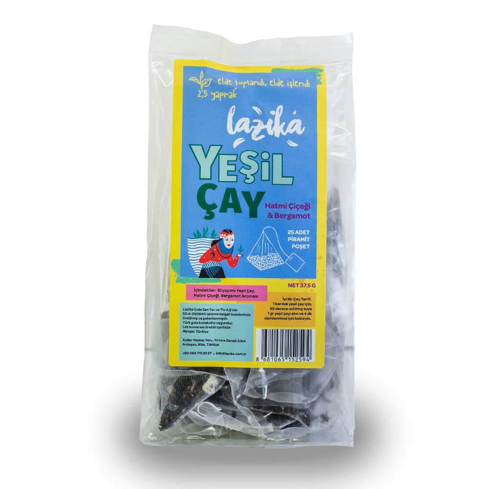 Lazika Piramit Poşet Bergamot Hatmi El Yapımı Yeşil Çay 37,5gr