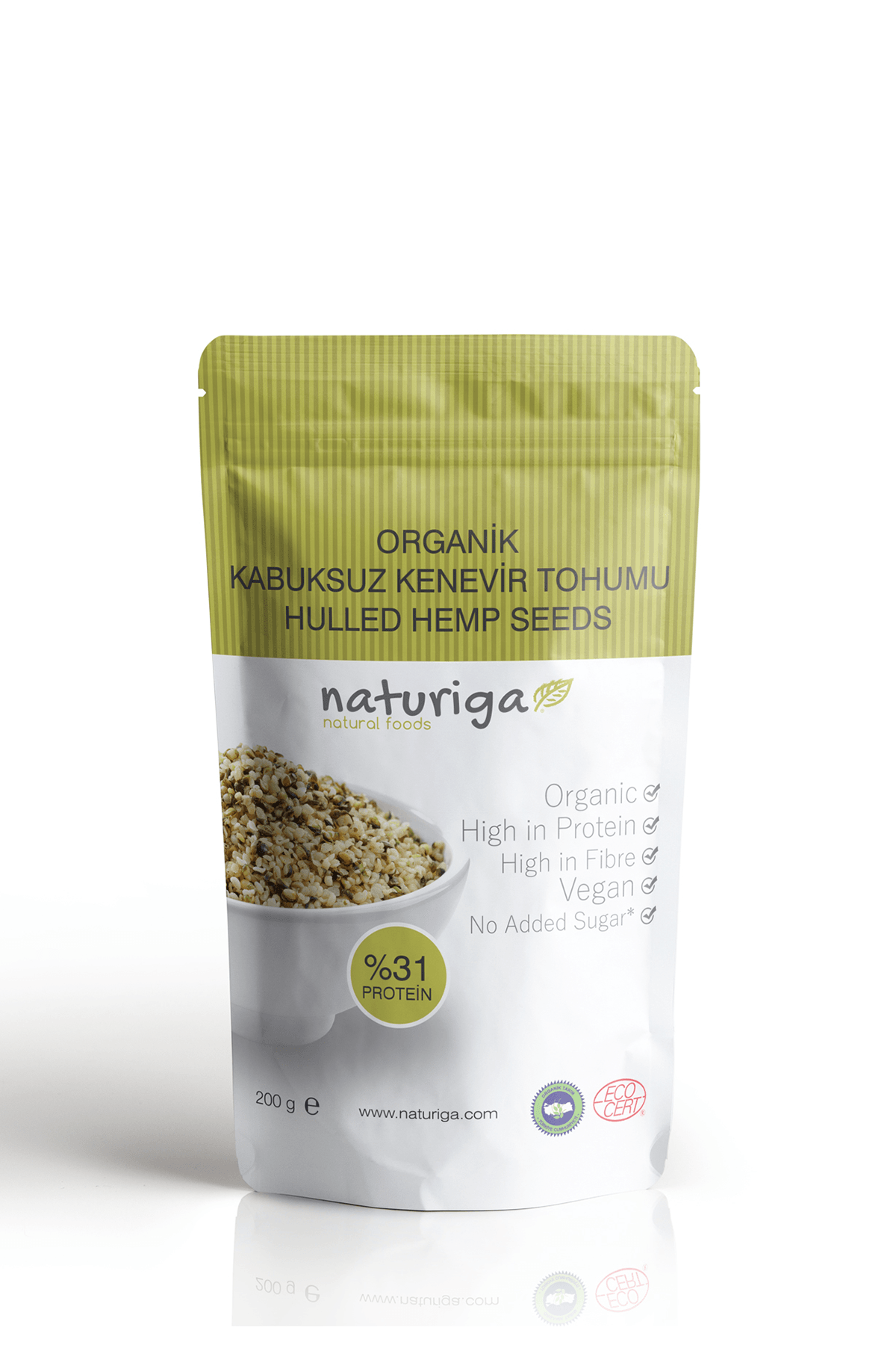 Naturiga Organik Kabuksuz Kenevir Tohumu 200gr