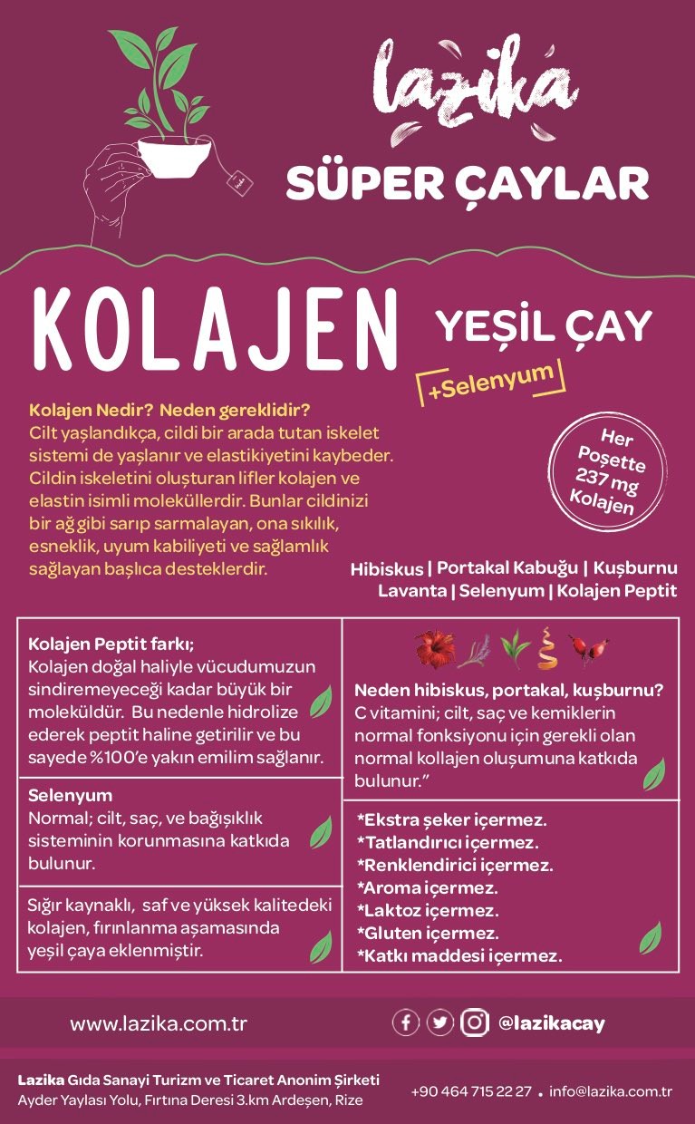 Lazika Kolajenli Yeşil Çay 18`li Piramit Poşet 27 gr