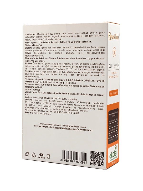 Organik Bahçe Organik Glutensiz  Tarhana Çorbası 100gr