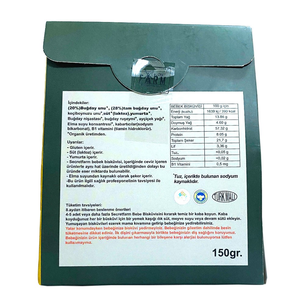 Secret Farm Organik Bebe Bisküvisi 150gr