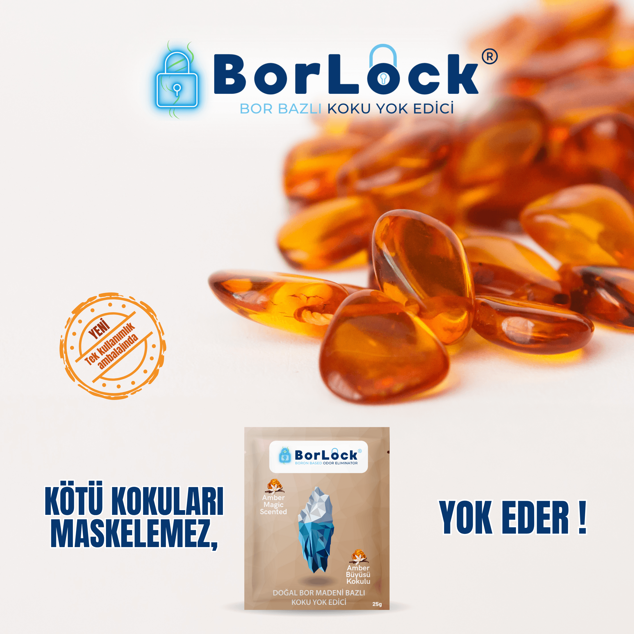 BorLock Amber Büyüsü Kokulu Koku Giderici 25g x 15 Adet