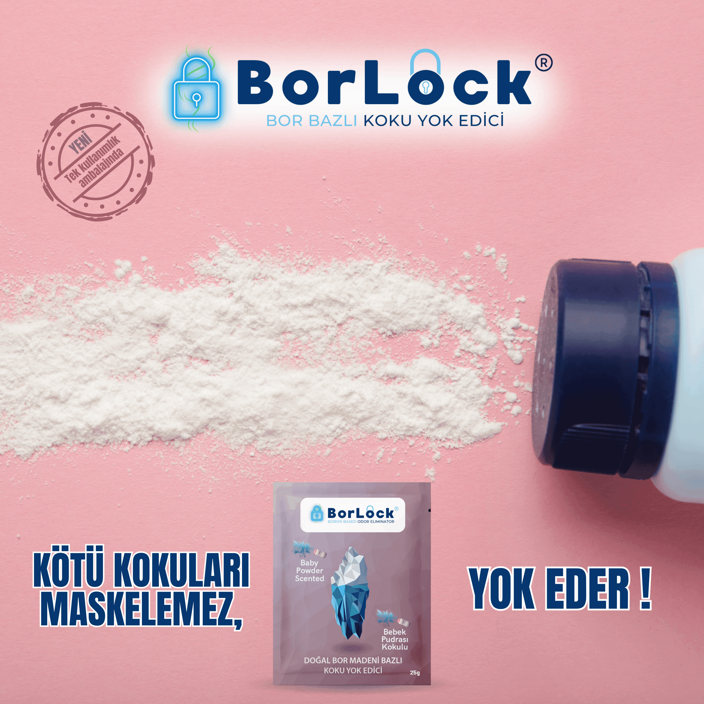 BorLock Bebek Pudrası Kokulu Koku Giderici  25g x 15 Adet