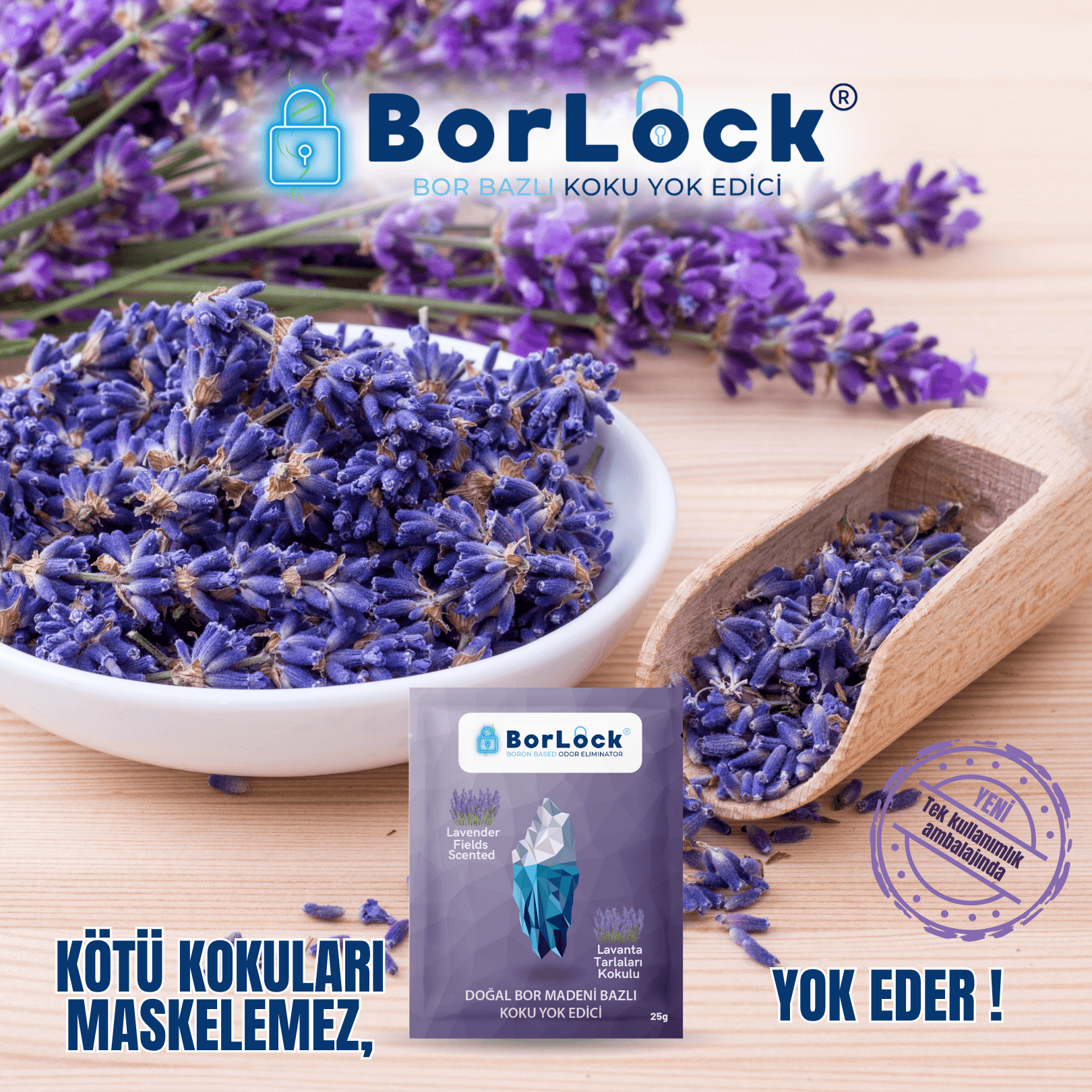 BorLock Lavanta Tarlaları Kokulu Koku Giderici 25g x 15 Adet