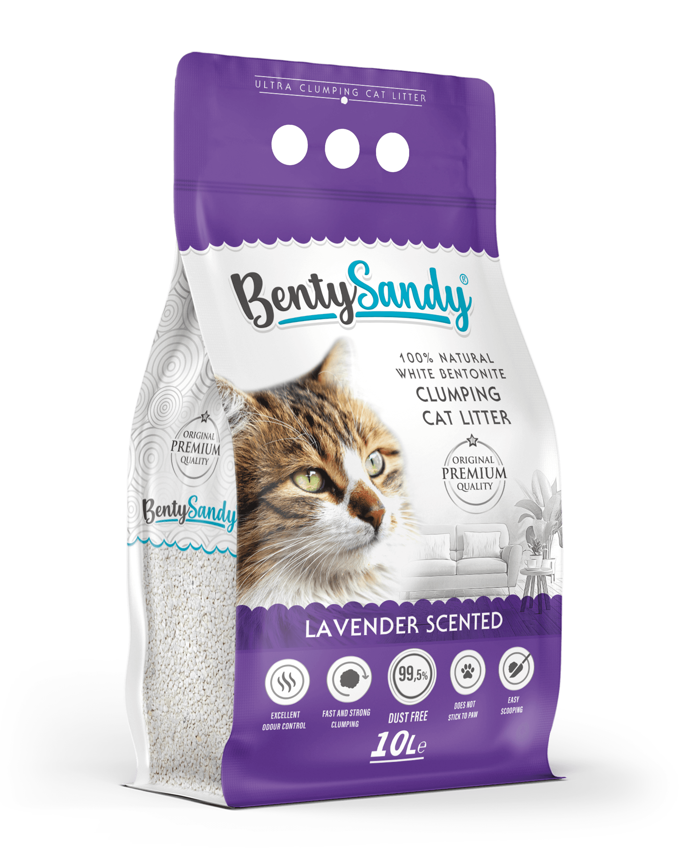 BentySandy Lavanta Kokulu Kalın Taneli Kedi Kumu 10L