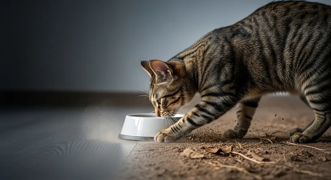 Kediler mamasını yedikten sonra neden yeri kazar?