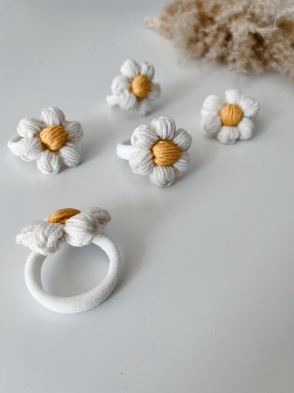 Handmade Knitted Daisy Hair Clip