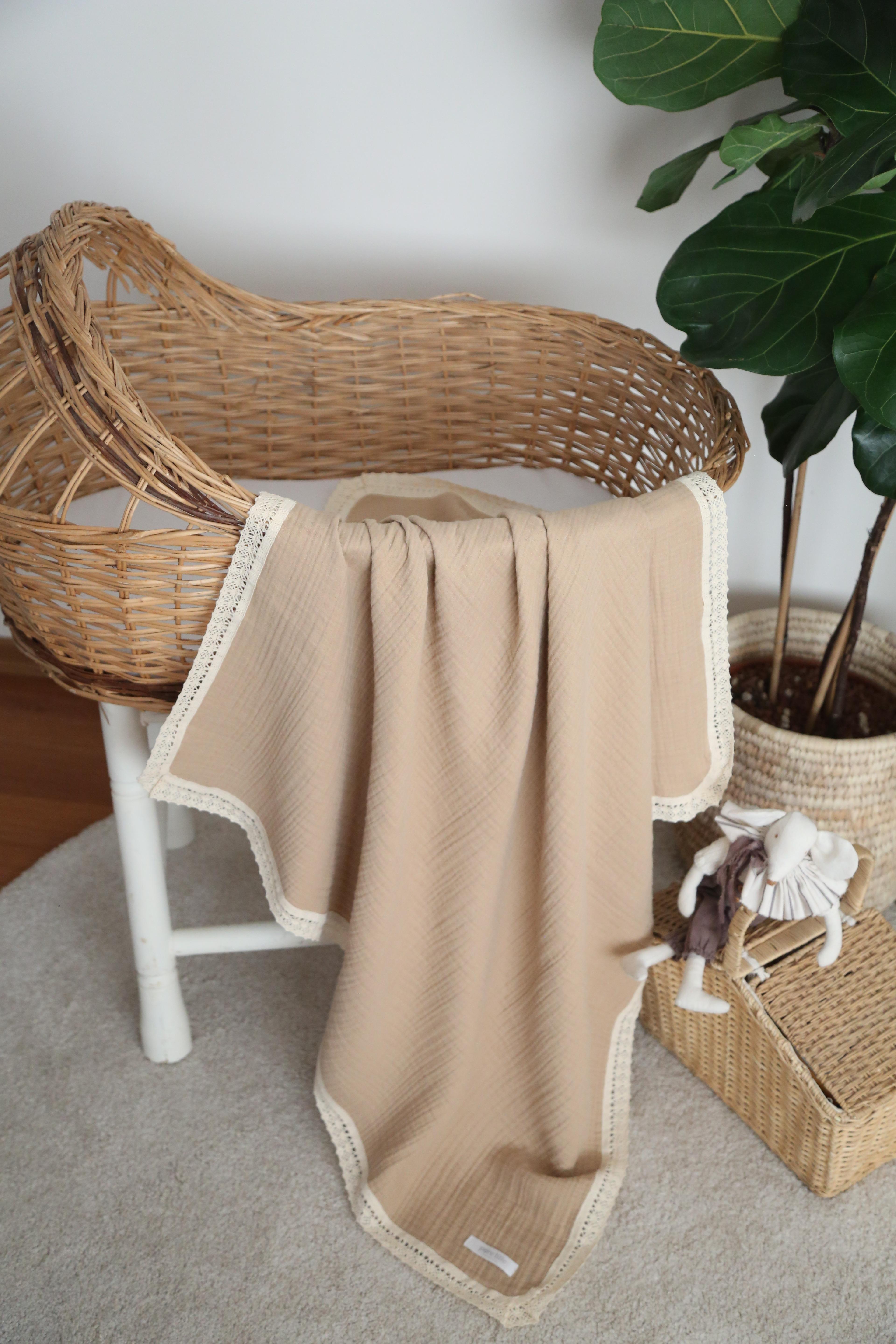 Baby 4-Layer Muslin Blanket - Beige