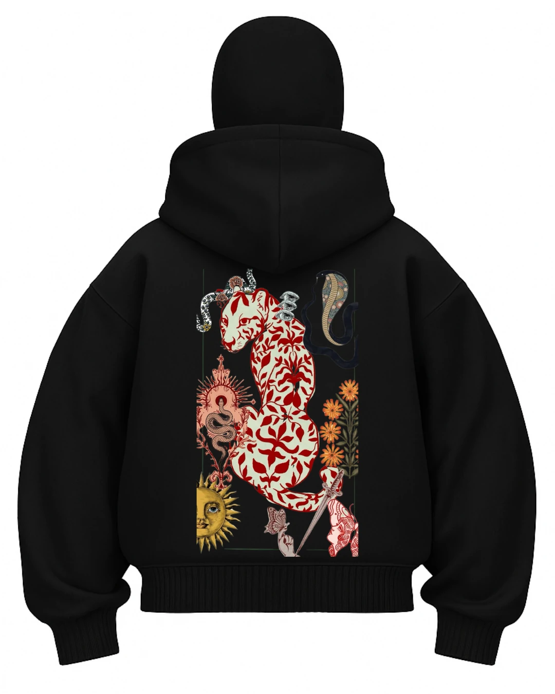 Serpent Sun Ninjazip Hoodie Siyah