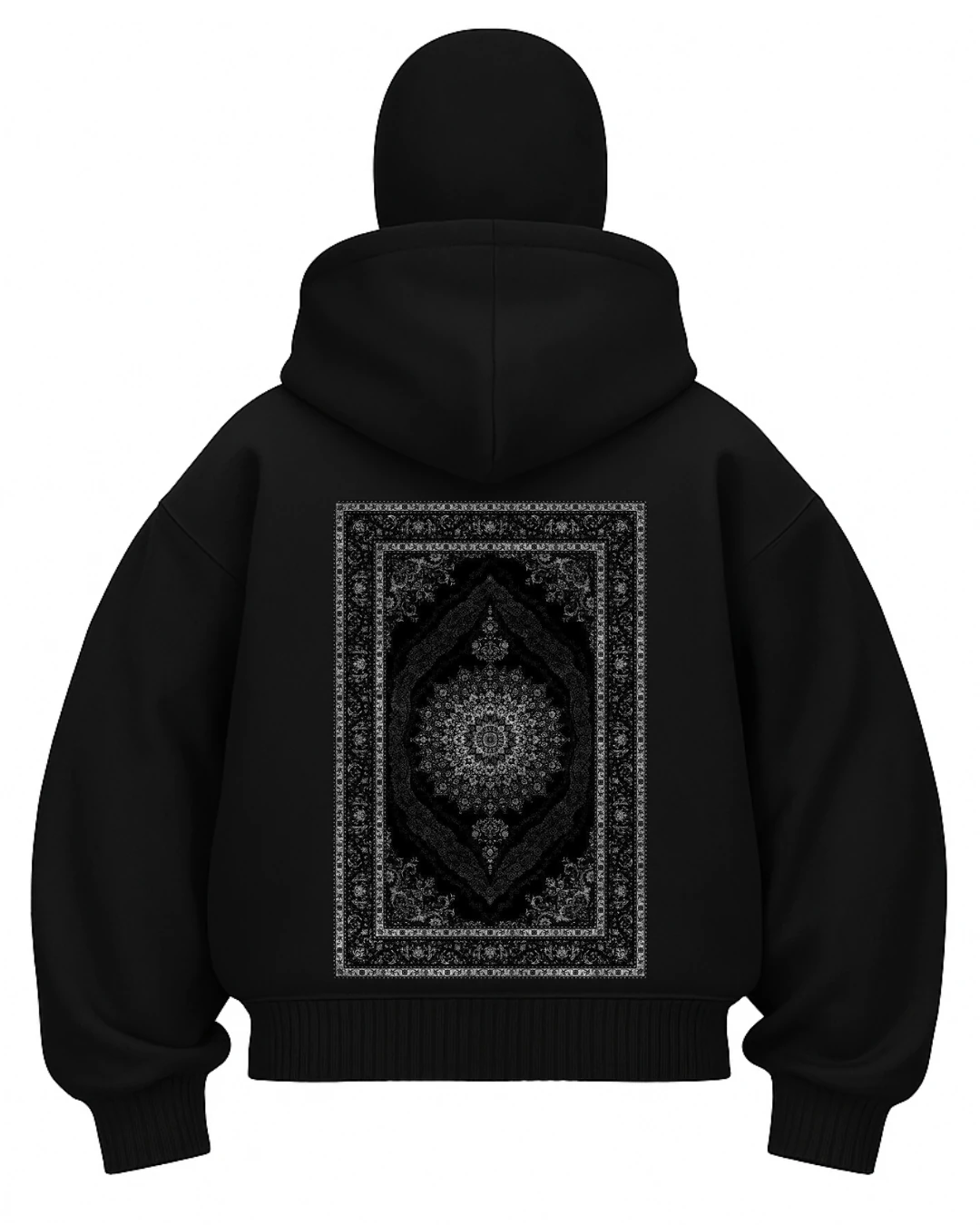 Black Mandala Ninjazip Hoodie Siyah