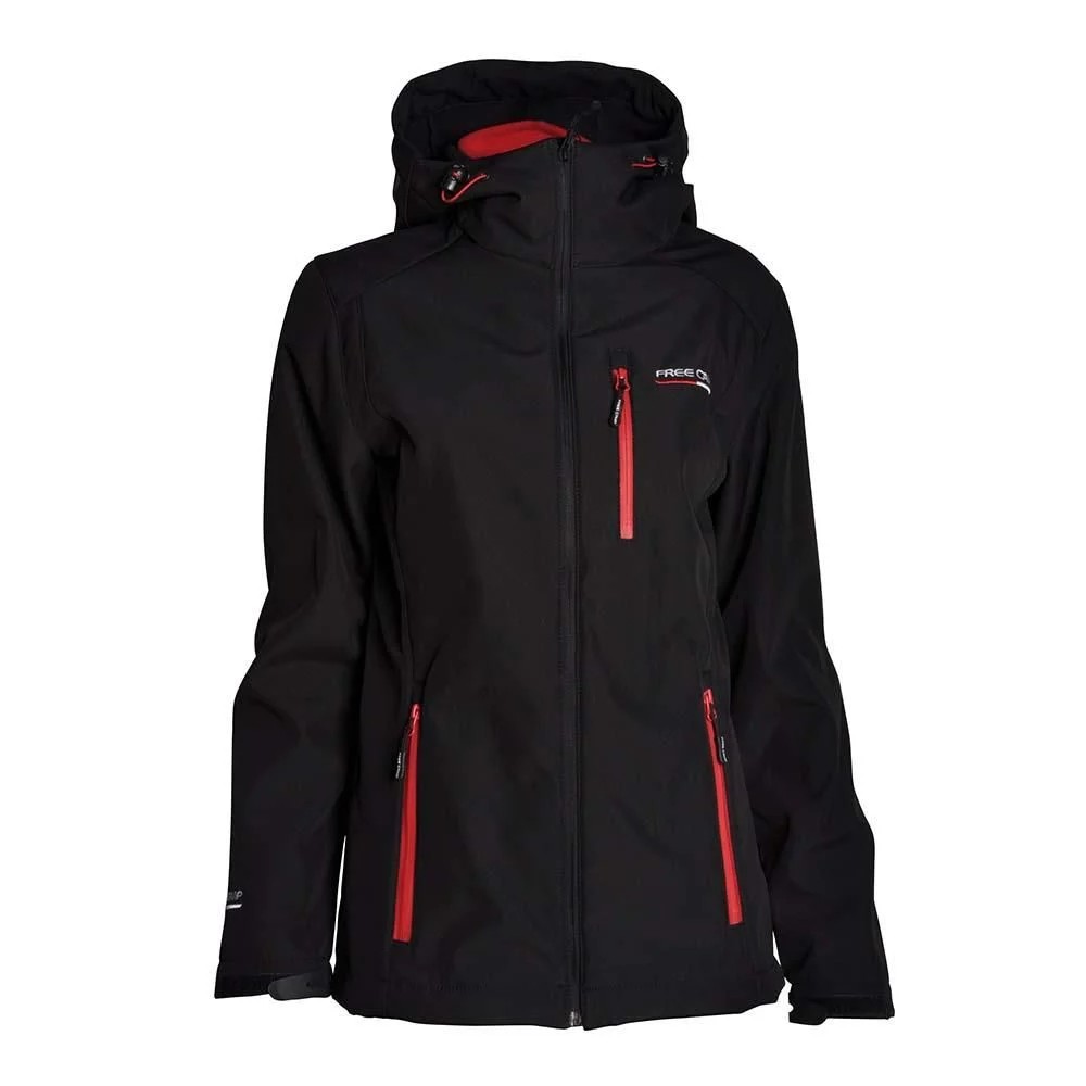 FreeCamp Woman 3/1 Softshell Ceket-SİYAH - Siyah-Kırmızı