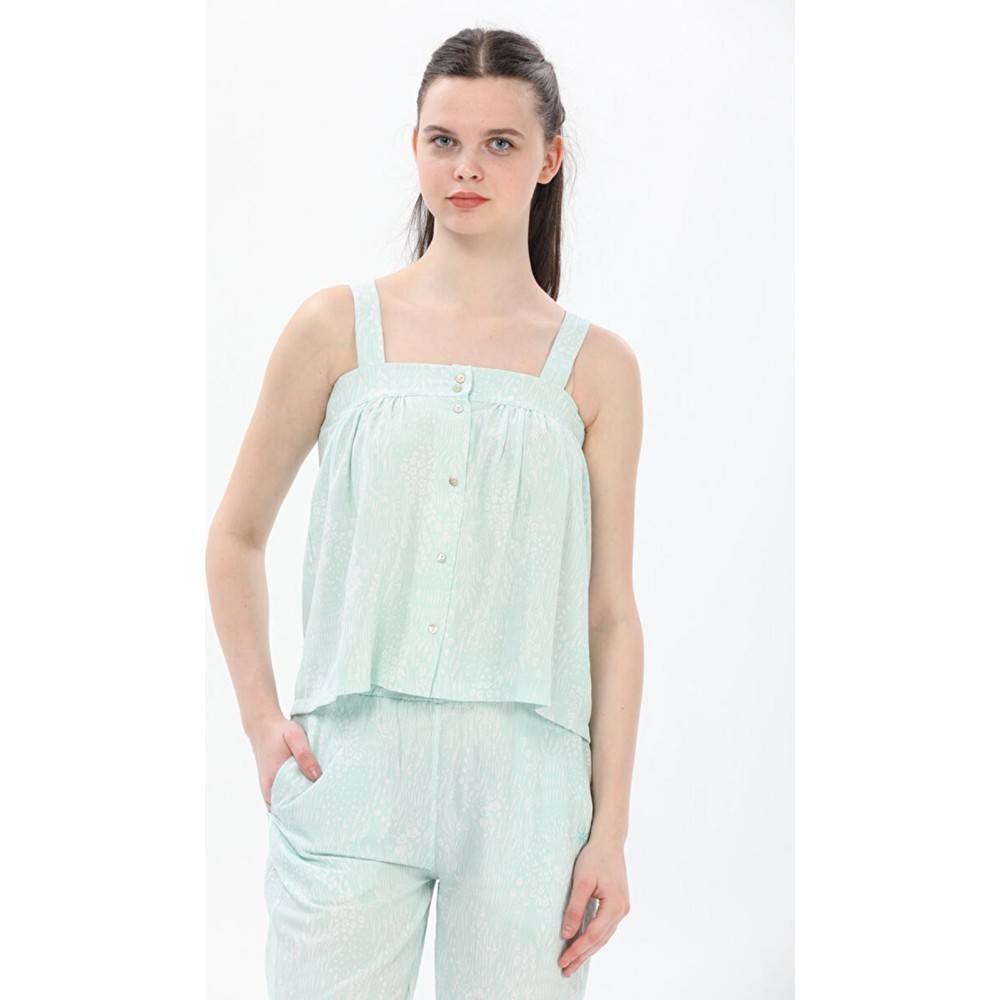 BENETTON Kadın Üst Pijama W20416 - Yeşil