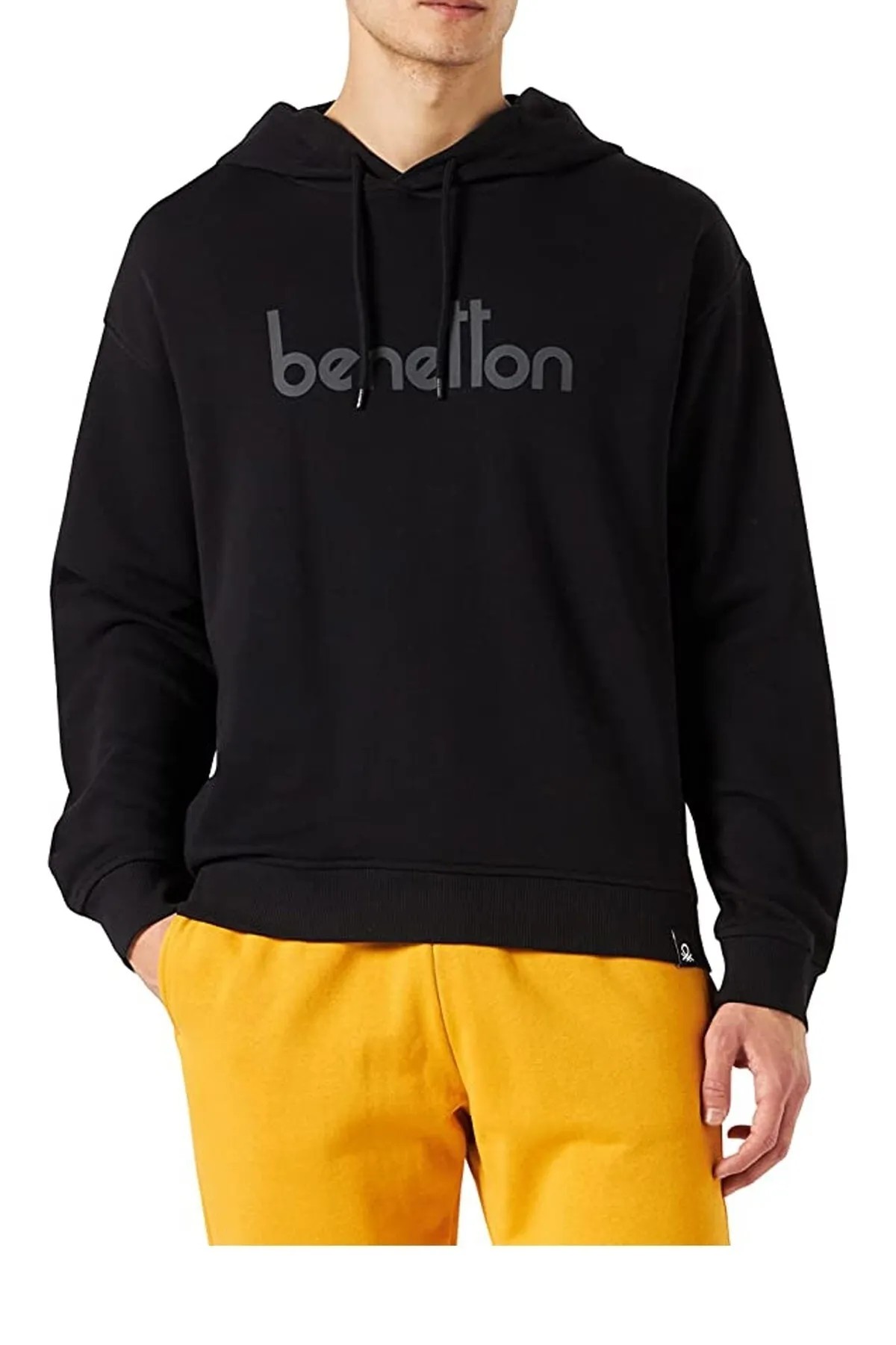 BENETTON Erkek Kapüşonlu Fermuarlı Sweatshirt 122A3J68U200 - Siyah