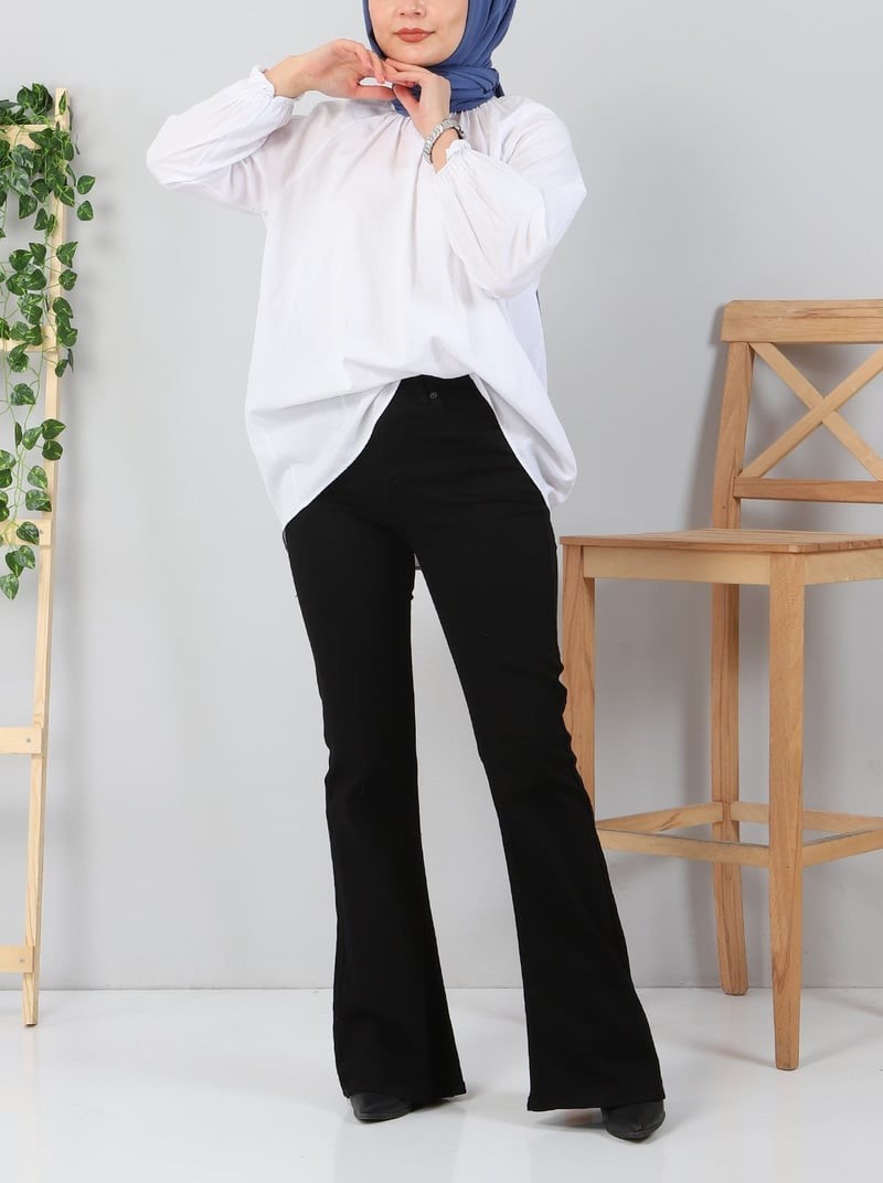 [SERİ] 20545 İspanyol Paça Kot Pantolon - Siyah
