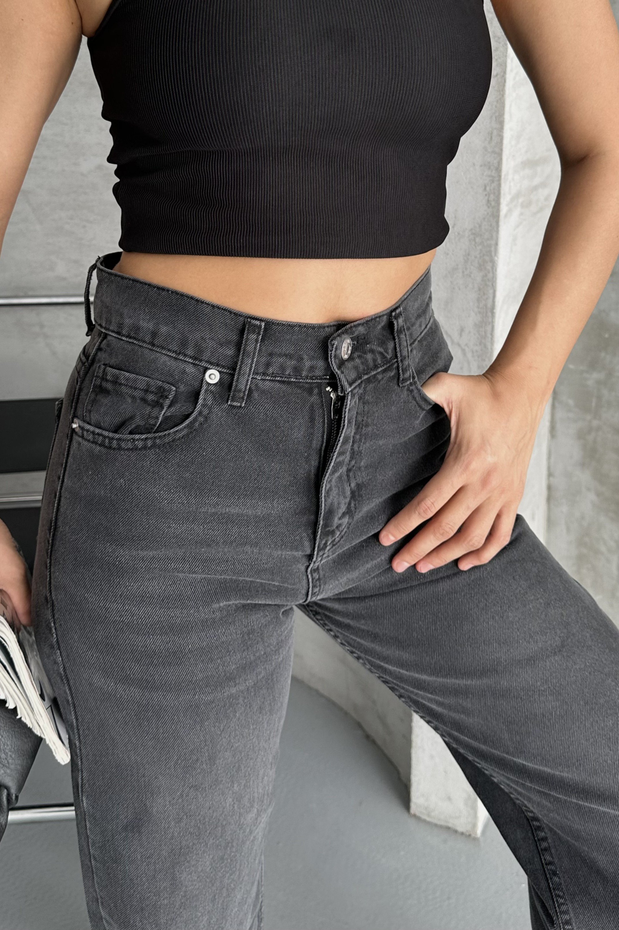 [SERİ] 2008 Bol Paça Palazzo Kot Pantolon - Retro Füme