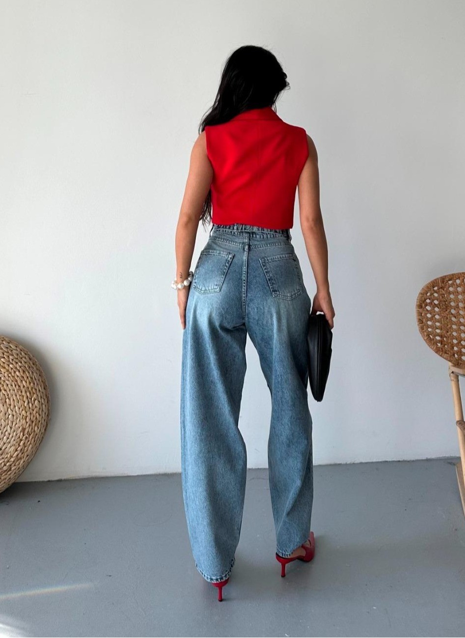 [SERİ] 2016 Toka Detaylı Baggy Kot Pantolon - Mavi