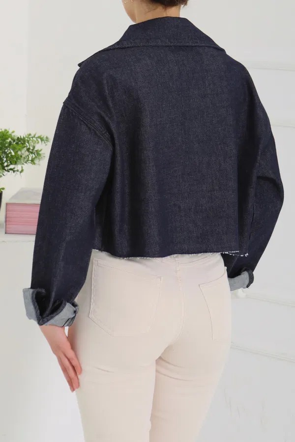 [SERİ] Crop Kot Ceket - 20438 Fume