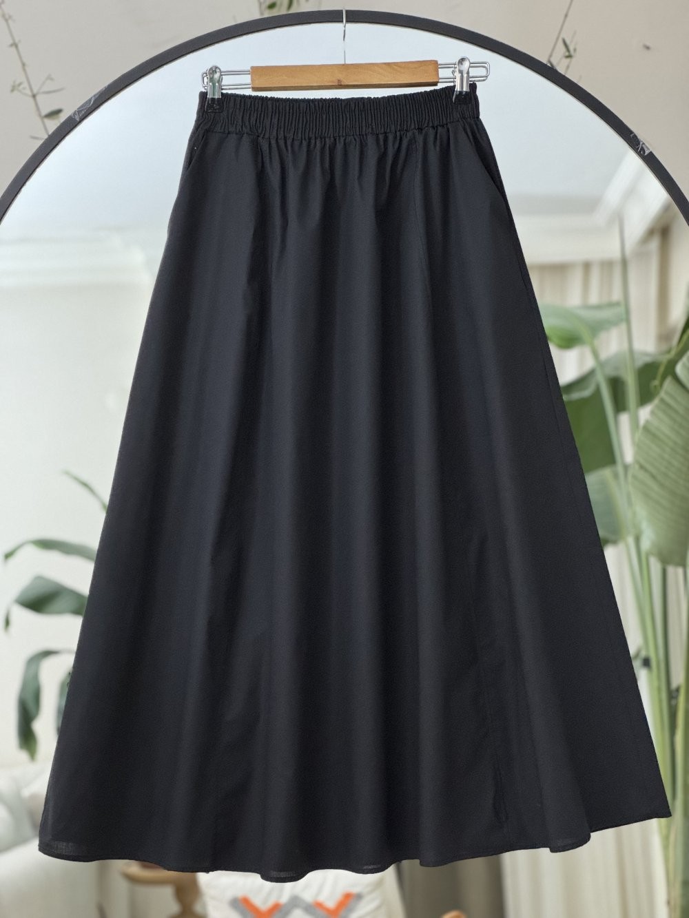 [SERİ] Düz Keten Etek - 20551 Siyah