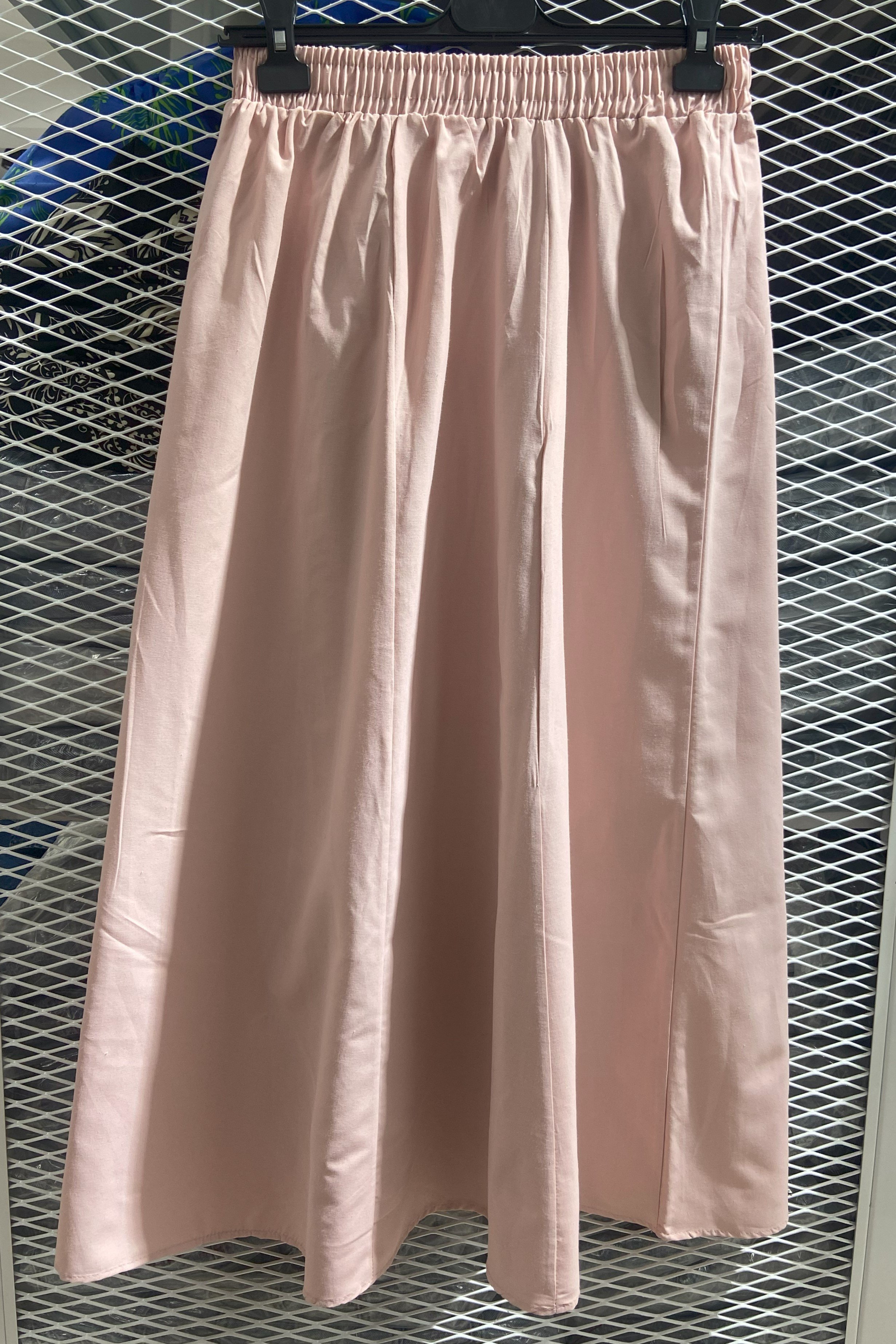[SERİ] Düz Keten Etek - 20551 Pembe