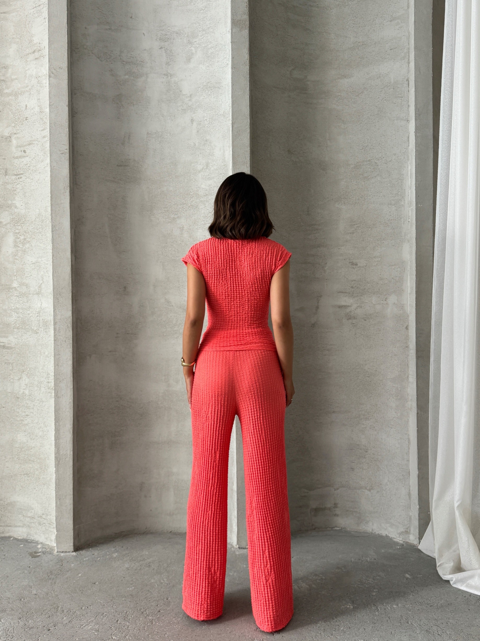 [SERİ] - İkili Crop Takım - 20562- Oranj