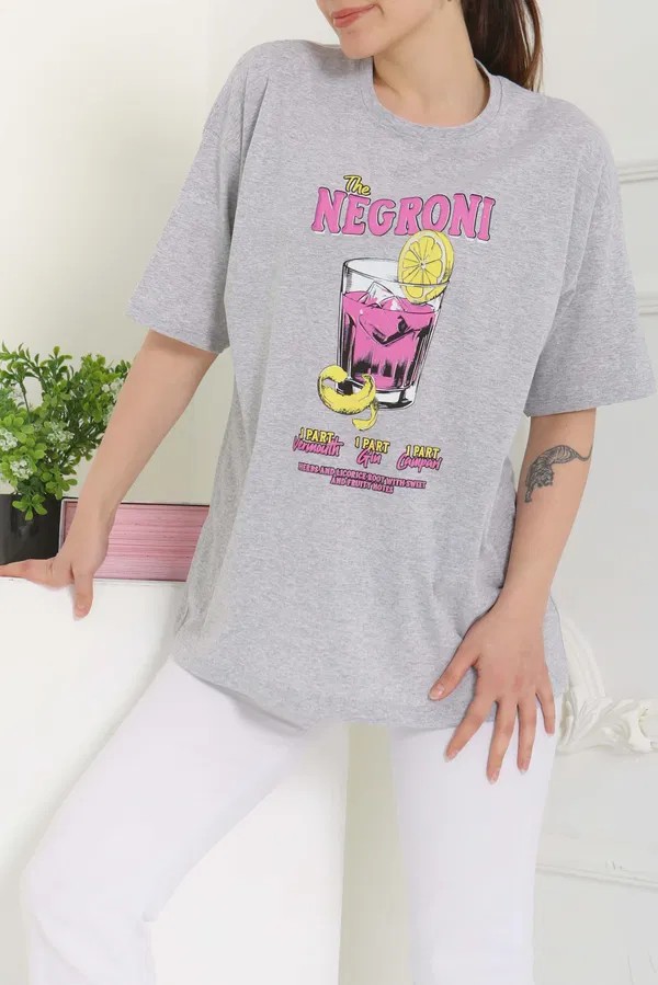 [SERİ]  Oversize T- Shirt - 20523 Gri