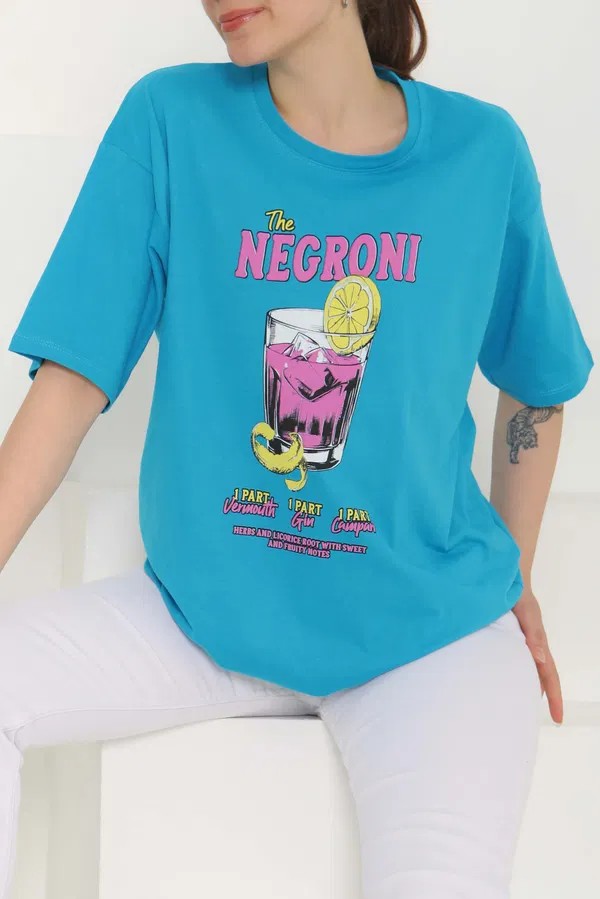 [SERİ]  Oversize T- Shirt - 20523 Mavi