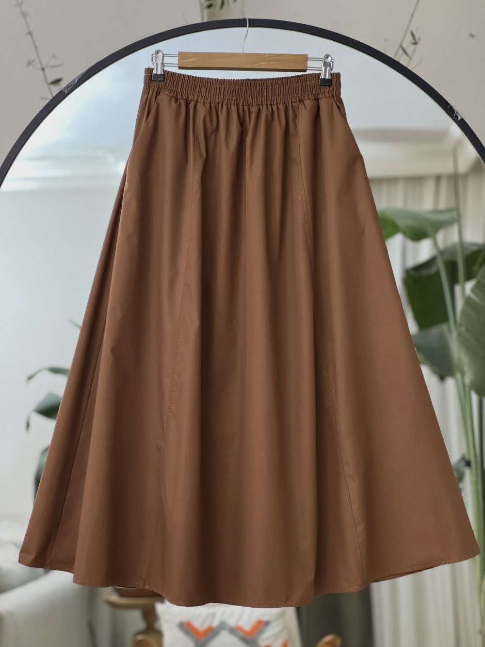 [SERİ] Düz Keten Etek - 20551 Kahve