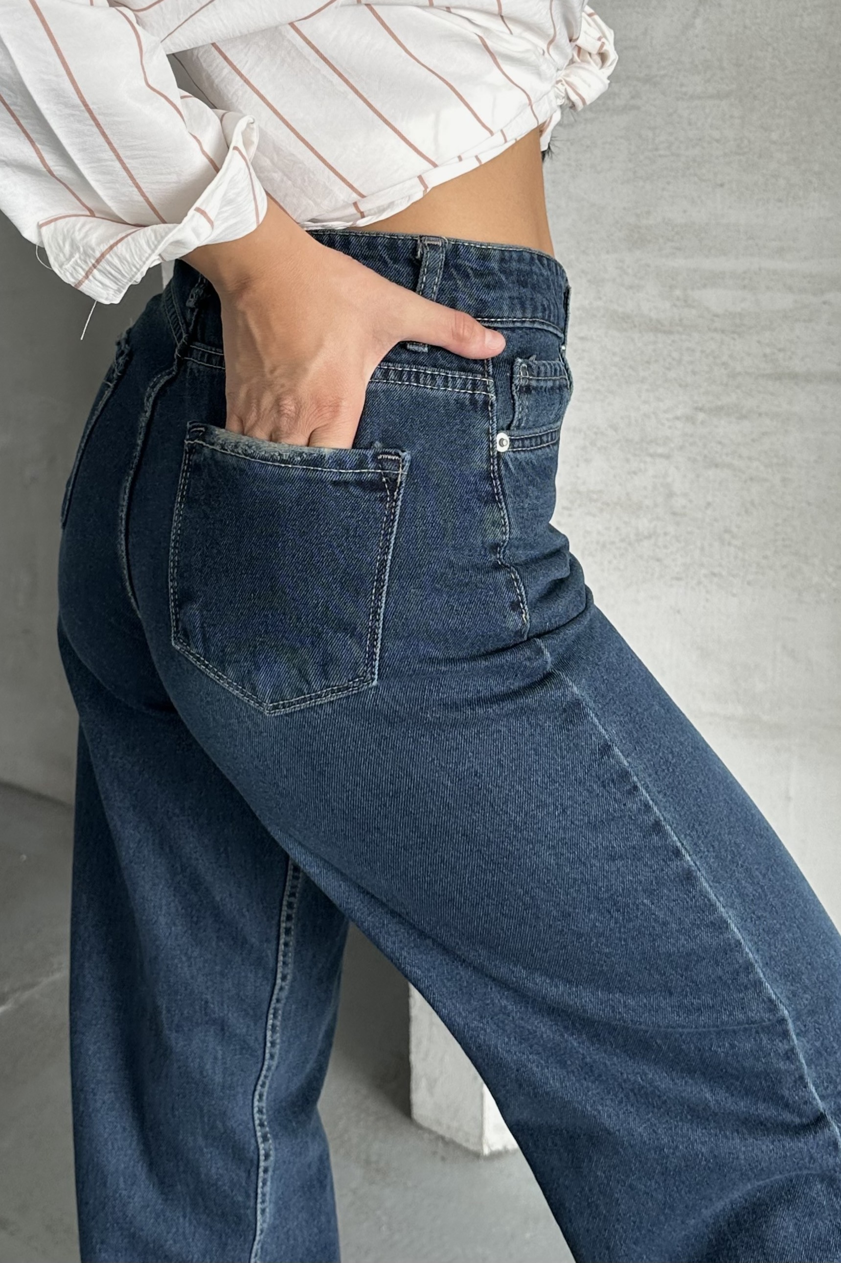 [SERİ] 2008 Bol Paça Palazzo Kot Pantolon - Retro Koyu Mavi