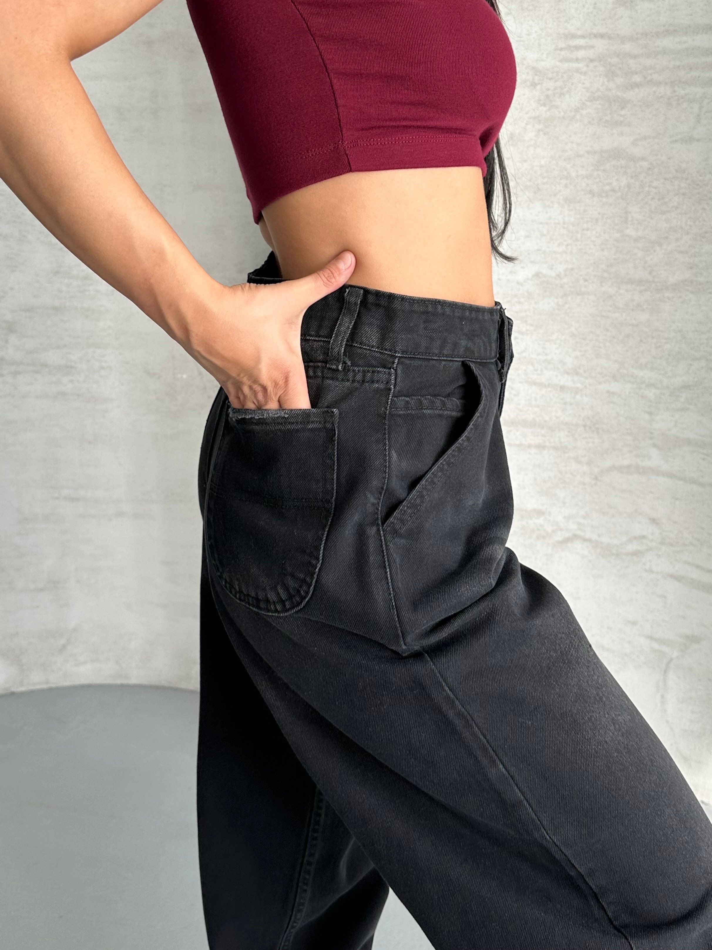 [SERİ] 2511 Yan Cepli Geniş Dökümlü Paça Baggy Kot Pantolon - Siyah