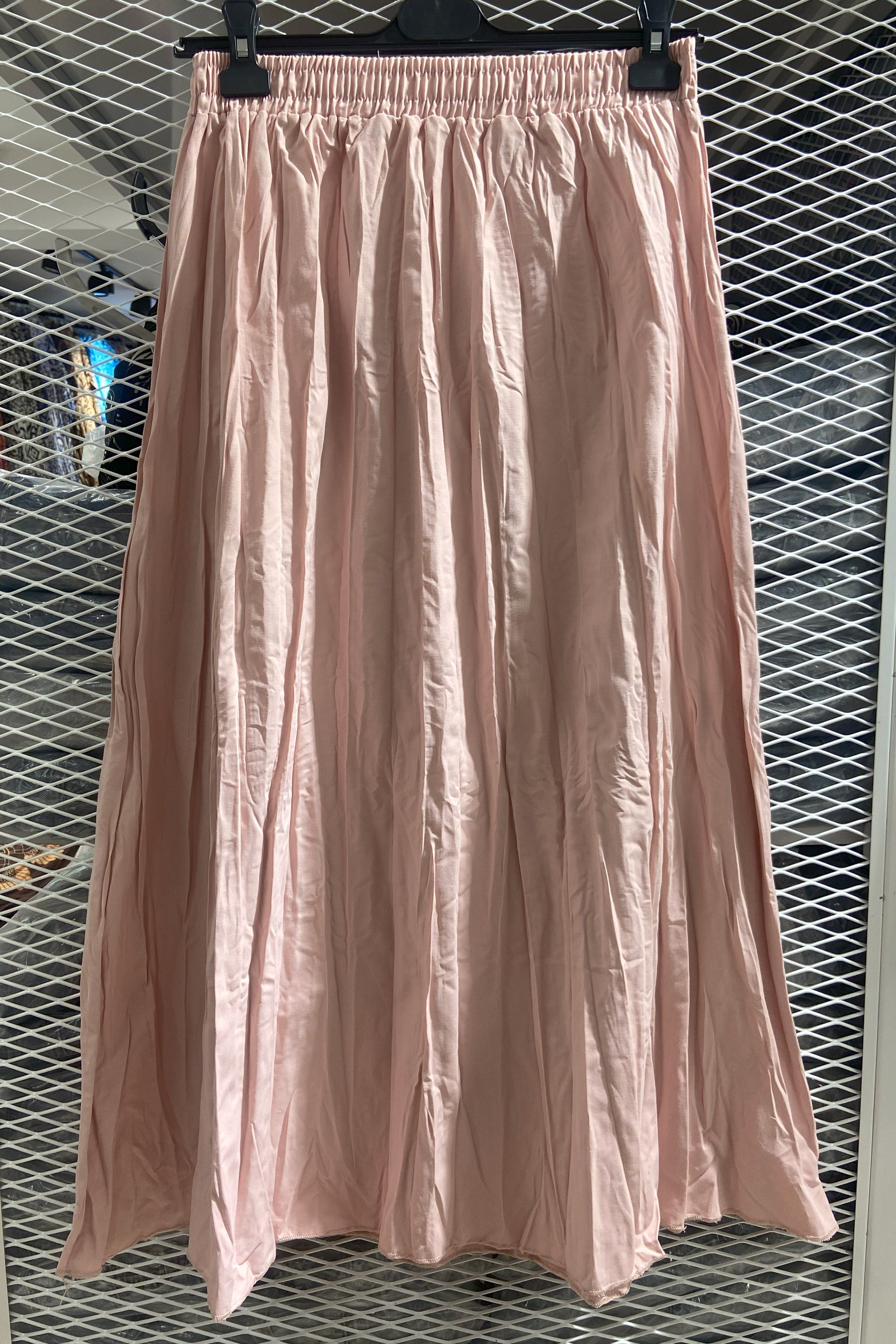[SERİ] Uzun Kıraşlı Keten Etek - 20554 Pembe