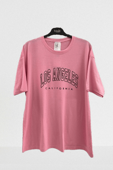 [SERİ]  Oversize Baskılı T- Shirt- 20524 Pembe