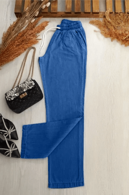 [SERİ] - Koyu Mavi Battal Kalıp Boyfriend Tensel Kot Pantolon - 20520