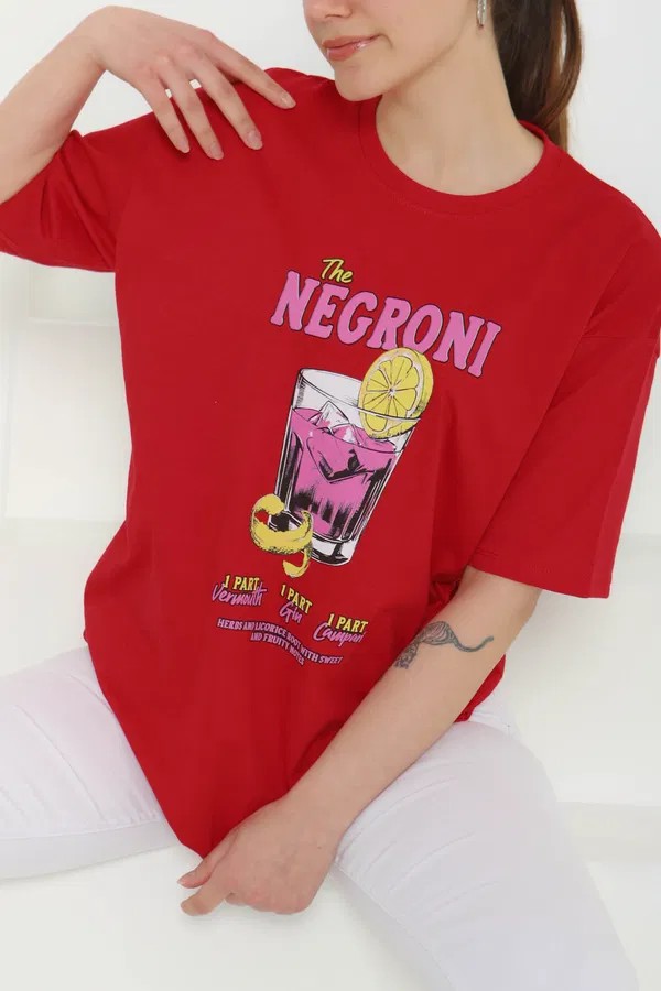 [SERİ]  Oversize T- Shirt - 20523 Kırmızı