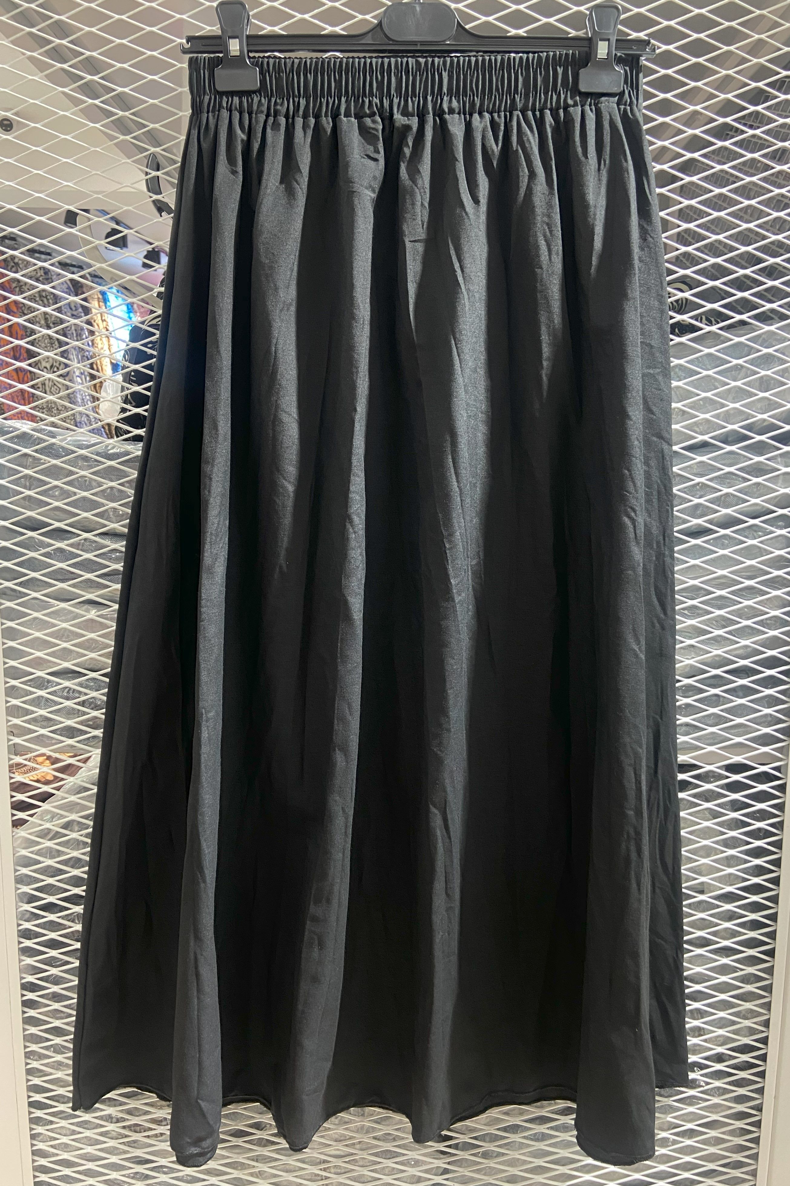 [SERİ] Uzun Kıraşlı Keten Etek - 20554 Siyah