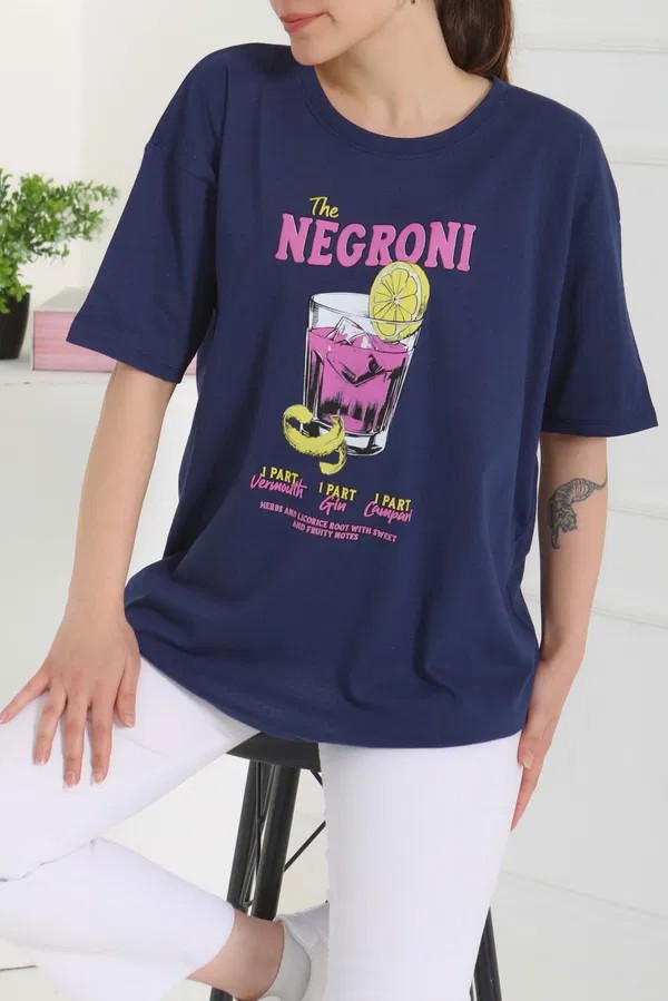 [SERİ]  Oversize T- Shirt - 20523 Lacivert