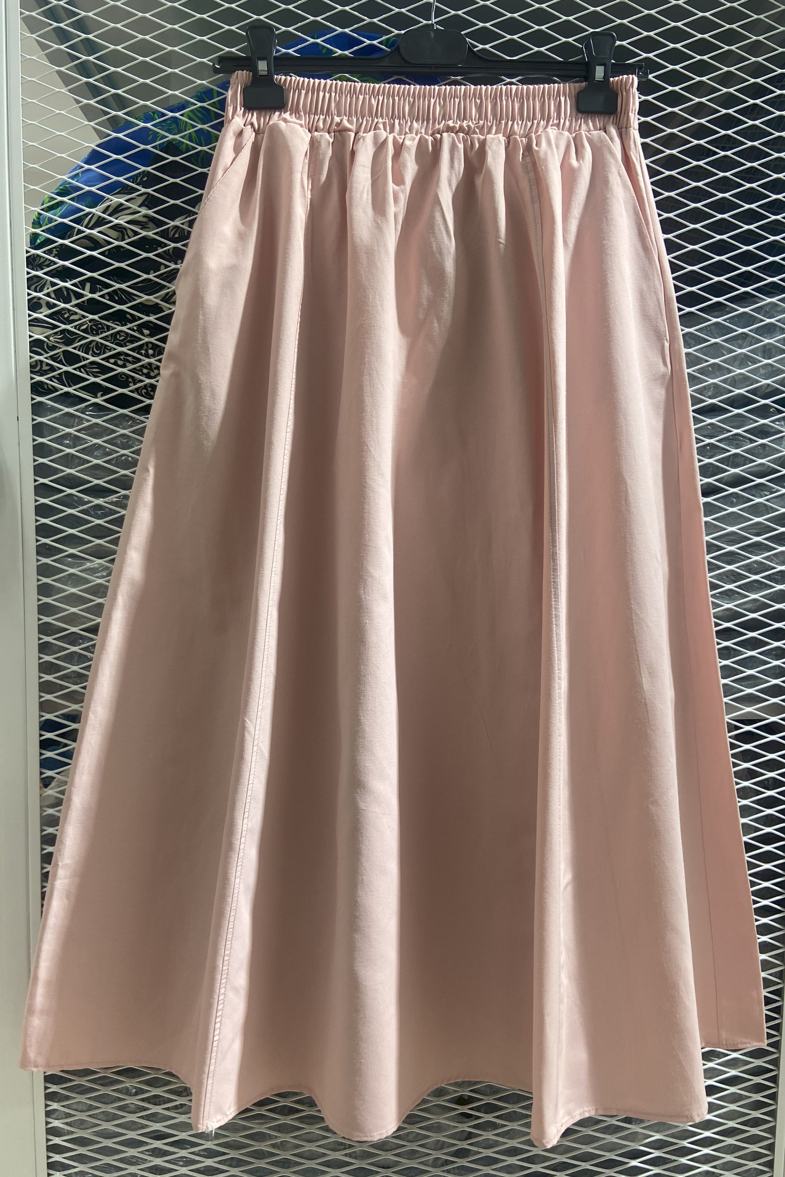 [SERİ] Cepli Keten Etek - 20552  Pembe