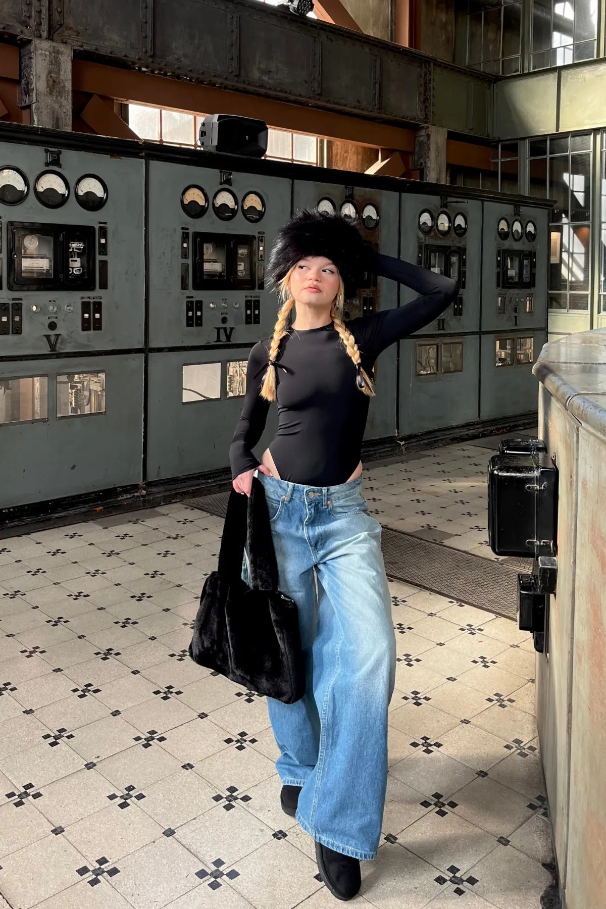 [SERİ] 20497 Geniş Dökümlü Paça Baggy Kot Pantolon - Retro Mavi