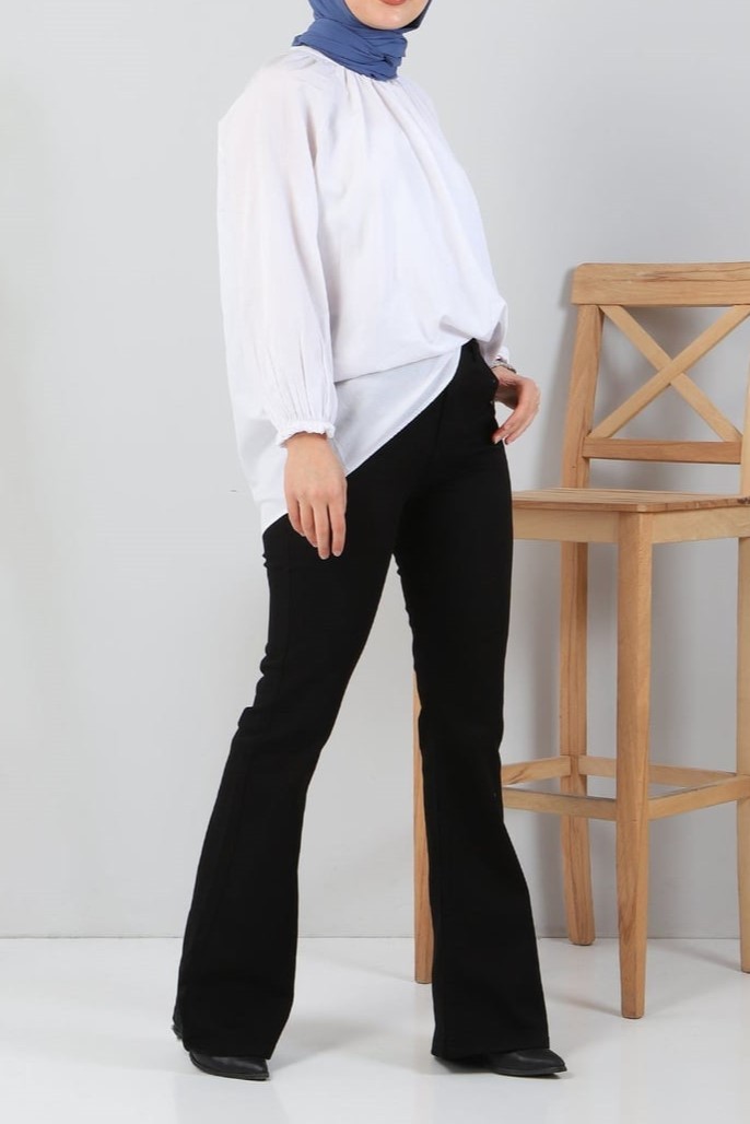[SERİ] 20545 İspanyol Paça Kot Pantolon - Siyah