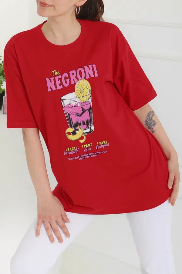 [SERİ]  Oversize T- Shirt - 20523 Kırmızı