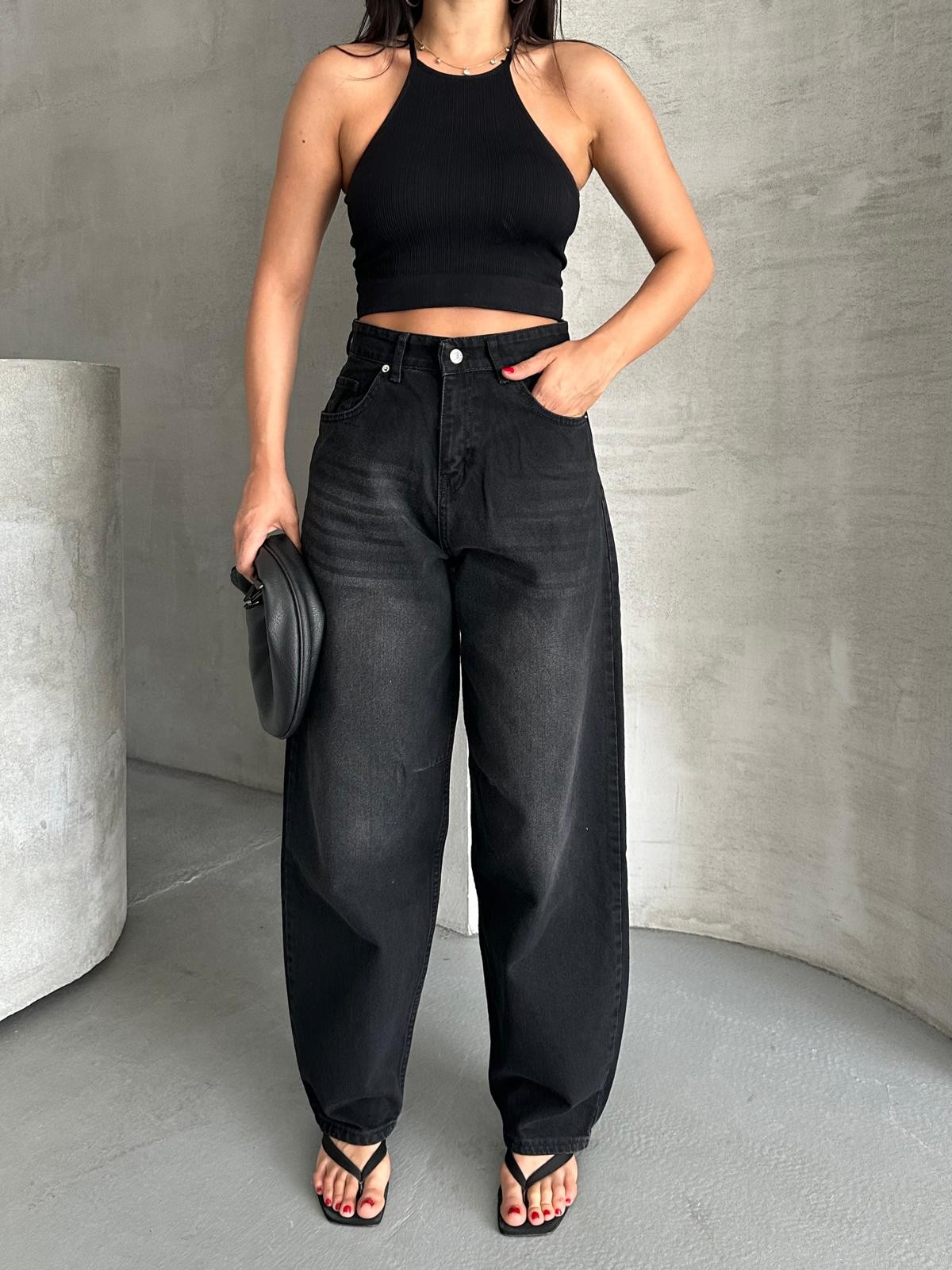 [SERİ] 2016 Toka Detaylı Baggy Kot Pantolon - Siyah
