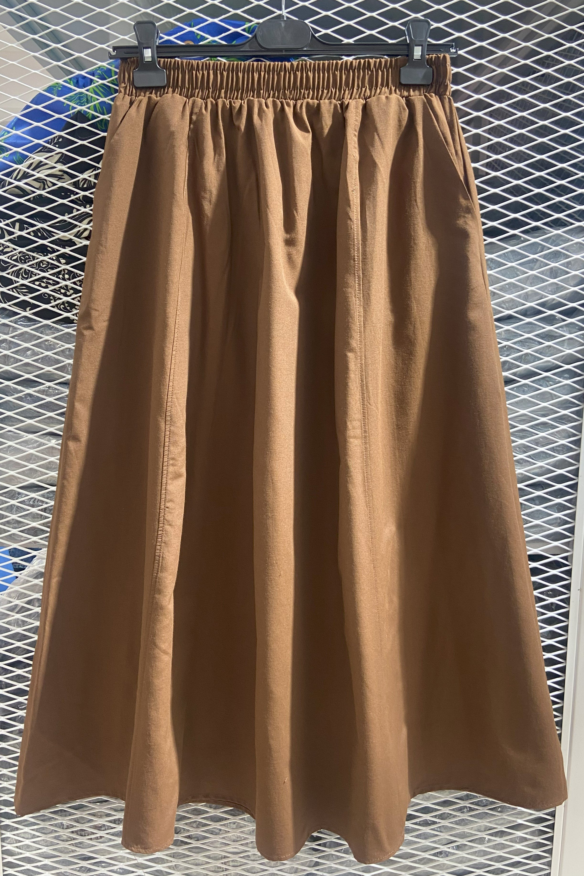 [SERİ] Cepli Keten Etek - 20552 Kahve