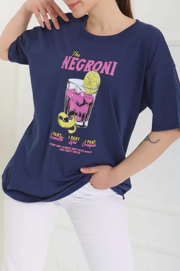 [SERİ]  Oversize T- Shirt - 20523 Lacivert