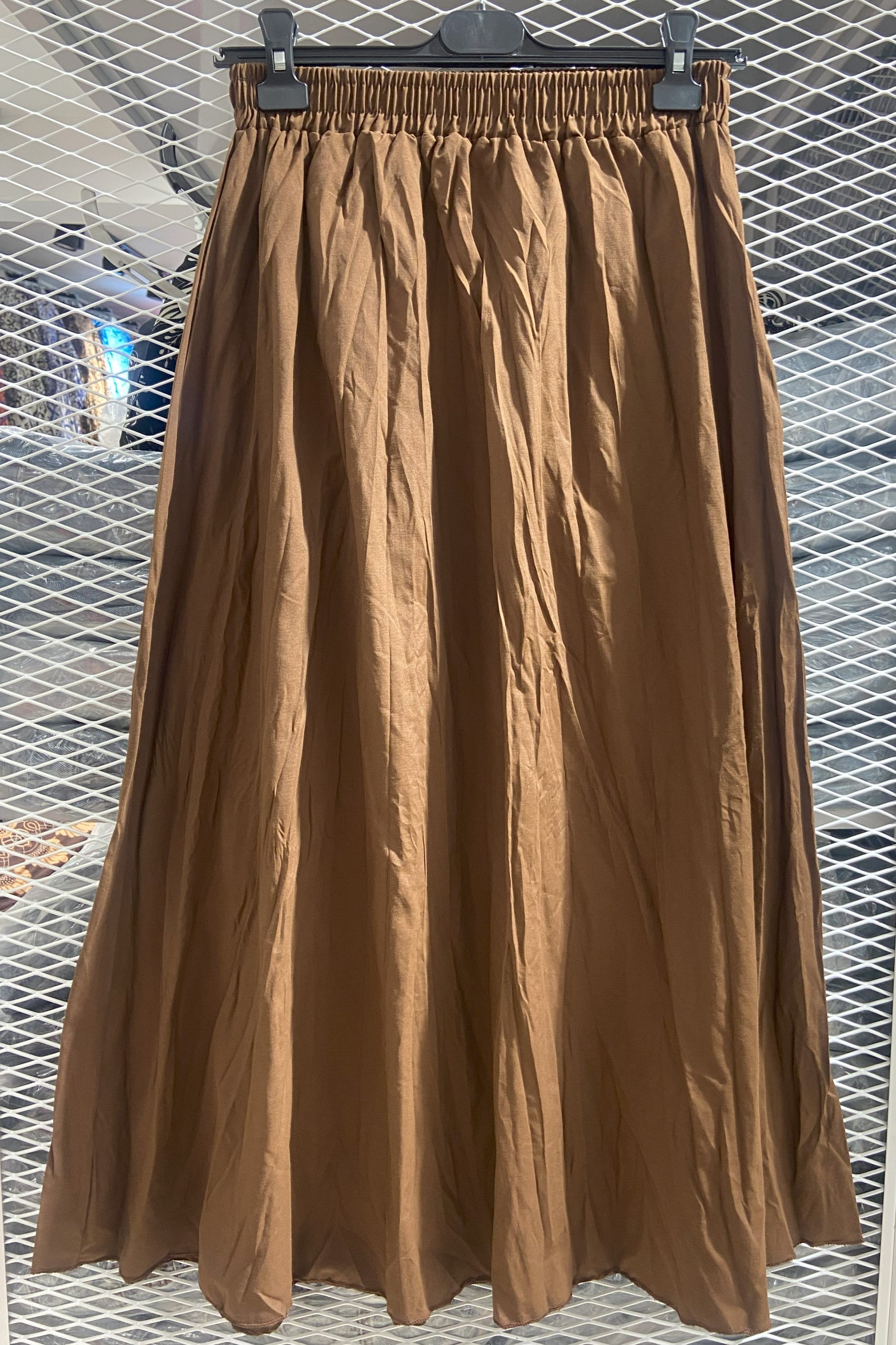 [SERİ] Uzun Kıraşlı Keten Etek - 20554 Kahve