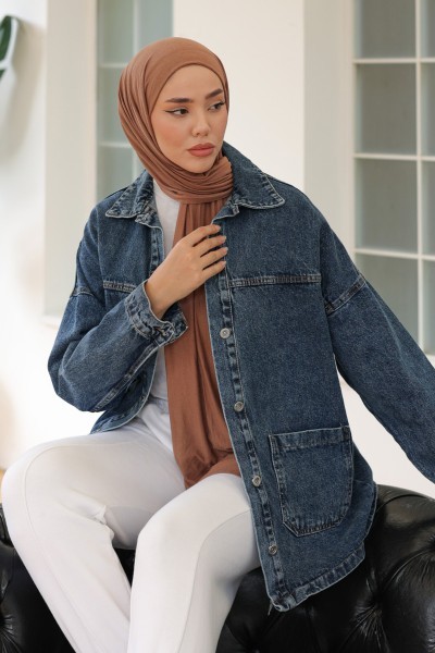 [SERİ] Cep Detaylı Kot Ceket - 20389 Koyu Mavi