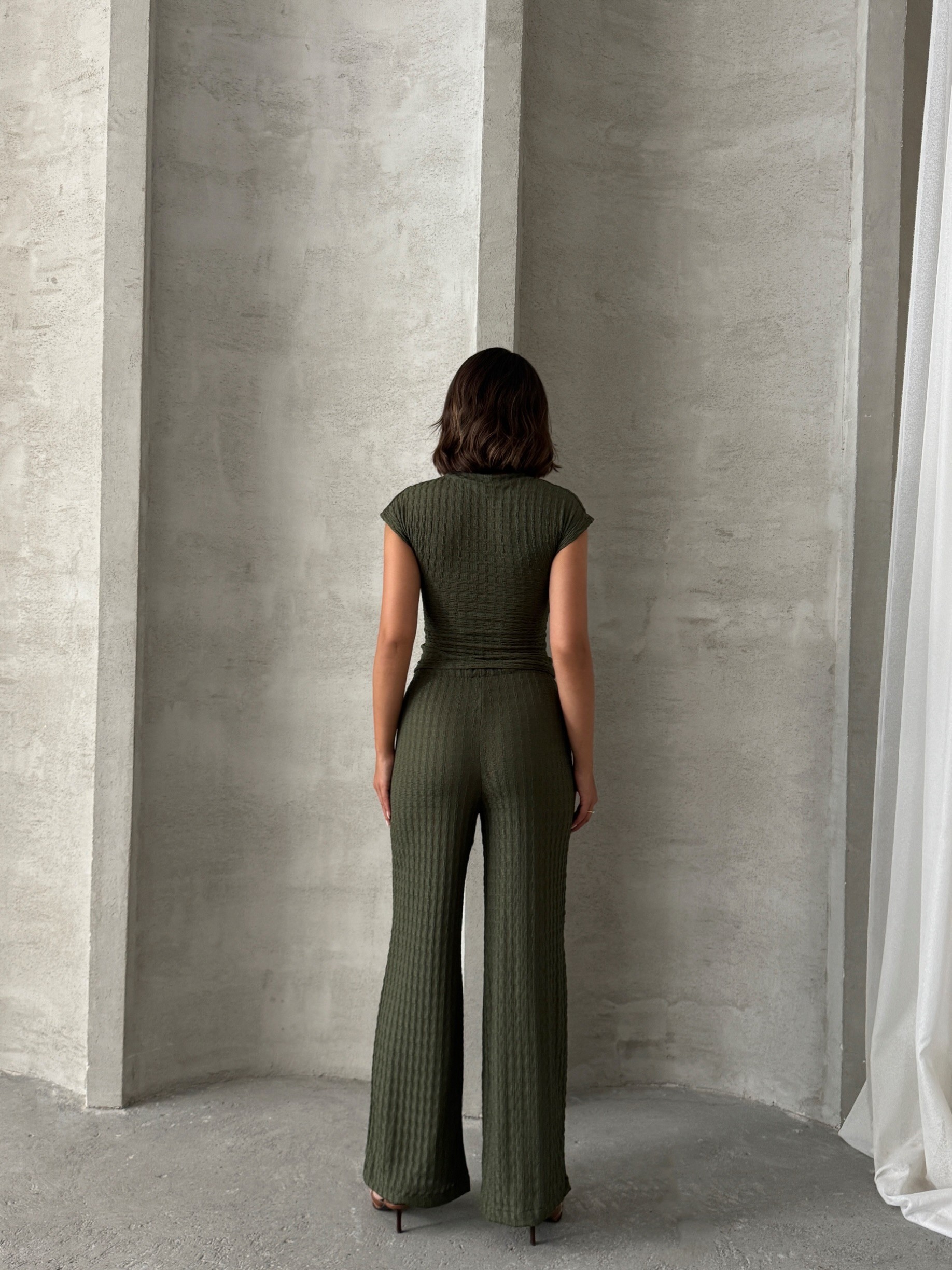 [SERİ] - İkili Crop Takım - 20562- Haki