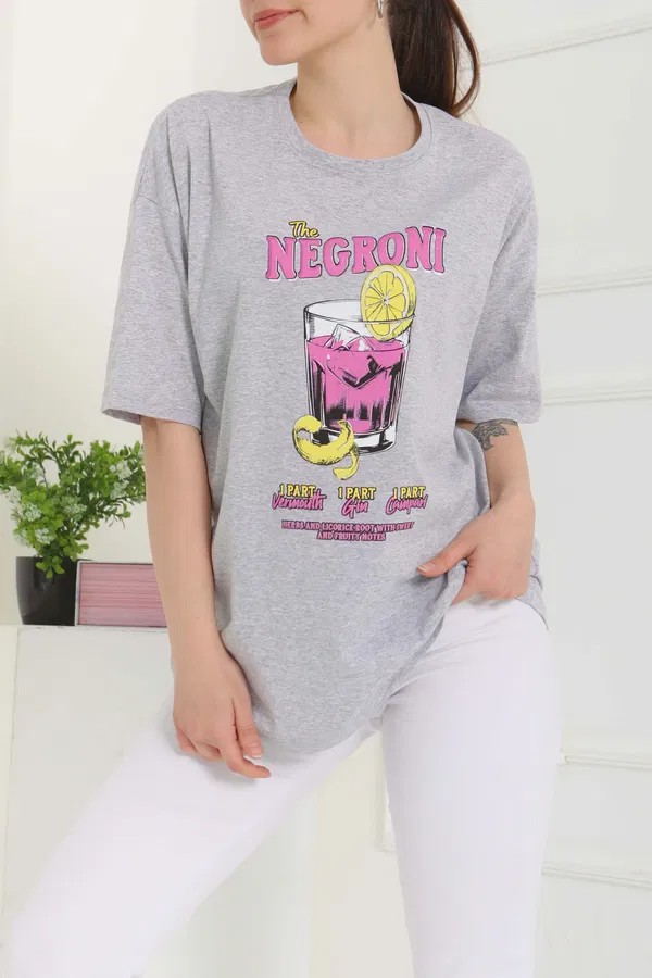 [SERİ]  Oversize T- Shirt - 20523 Gri